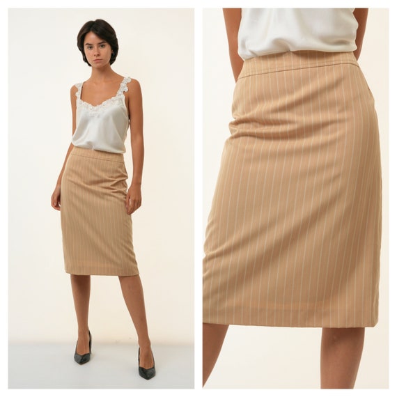 80s Vintage Vtg High Waisted Celine Beige Striped 100% Wool - Etsy