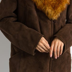 Penny Lane Suede Coat, Size XLarge Vintage Suede Coat, Womens Clothing, Winter Sherpa Coat, Brown Overcoat, 1970s Outerwear image 16