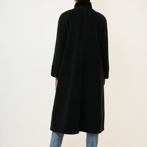 70s Vintage Vtg Rare Wool and Mohair Long Sleeve Dark Grey Midi Buttons Up Long Style Coat 3070 Girlfriend Gift image 5