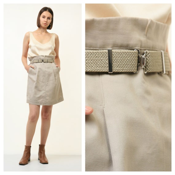 90s Vintage Max Mara ハイウエスト グレー ミニ スカート 4587  