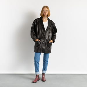 Skórzana kurtka motocyklowa typu bomber damska vintage z lat 80., niebieska kurtka motocyklowa w stylu grunge z lat 80., niebieska skórzana kurtka, rozmiar S