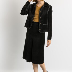 LOUIS FERAUD vintage skirt suit, vintage 1970s cotton Louis Feraud velour skirt suit, elegant black woman velour blazer suit image 2