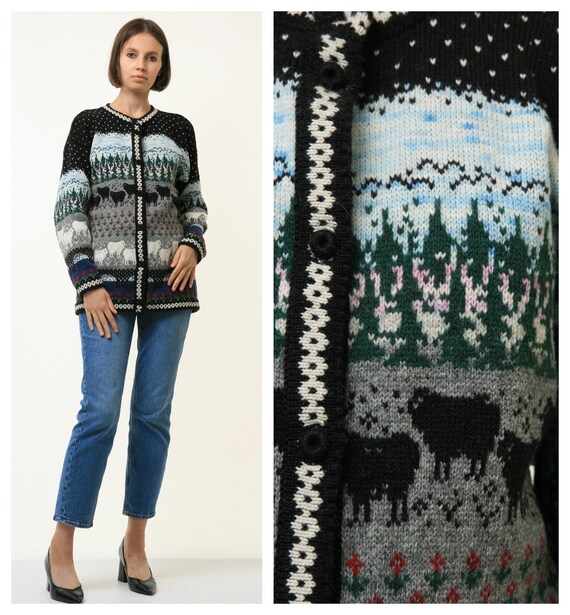Family Farm Cardigans Vintage 70s Wool Sweater/ Vintage Etsy