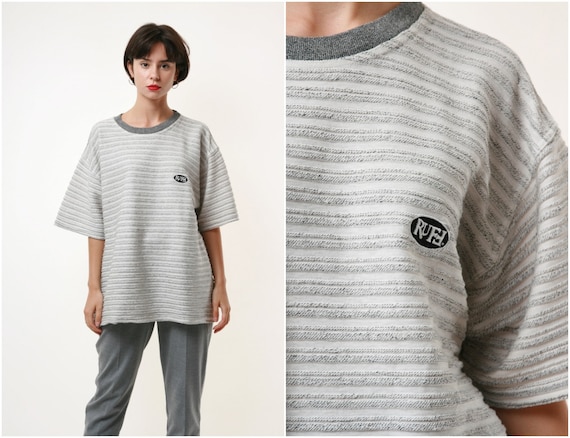 90s Vintage Cotton Striped Mens Style Tshirt 17666