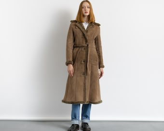 Fabuluous Sheepskin Coat 80s, Size S Brown Shearling Fur Coat, Brown Sheepskin Overcoat, Vintage Sheepskin Coat, Fur Coat, Winter Outerwear