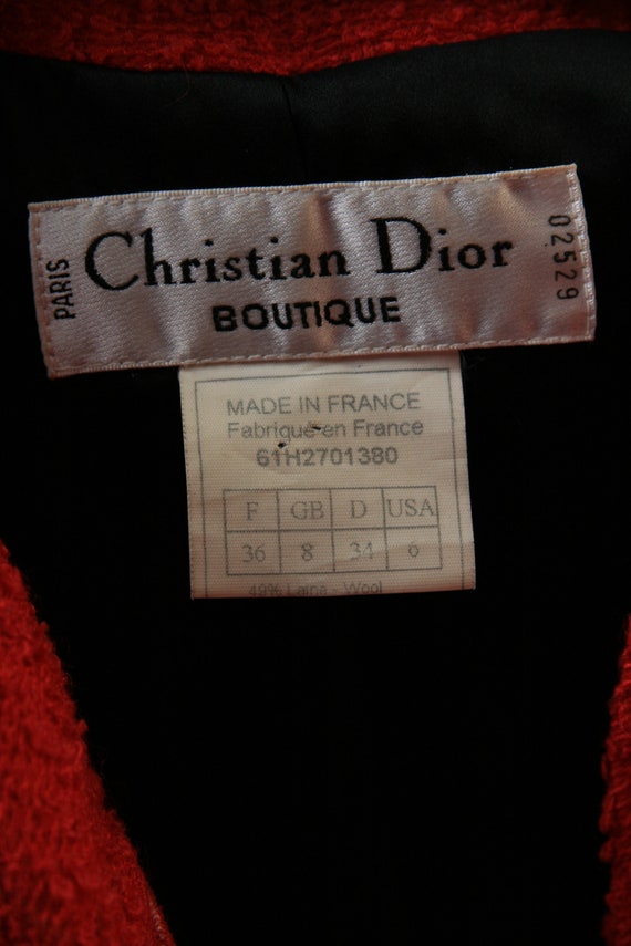 Vintage Christian Dior Boutique Rare Red Wool Twe… - image 8