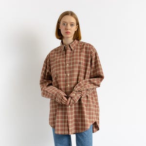 90s Vintage Men Unisex Polo Ralph Lauren Brown Checked Casual Wear
