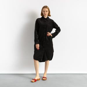 00s Vintage Woman COS Black Corduroy Shirt Long Sleeved A Line Dress Size  34 Small - Etsy