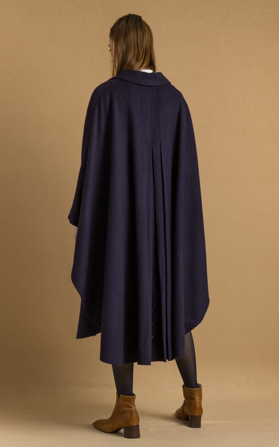 70s Vintage Vtg Rare Dark Blue Navy Bat 100% Wool… - image 4