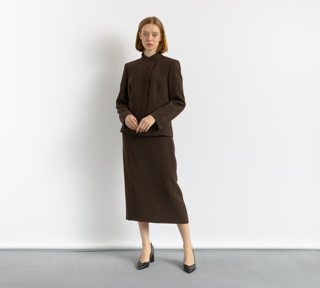 80s Vintage Woman Preowned Max Mara Brown All in One Skirt Blazer