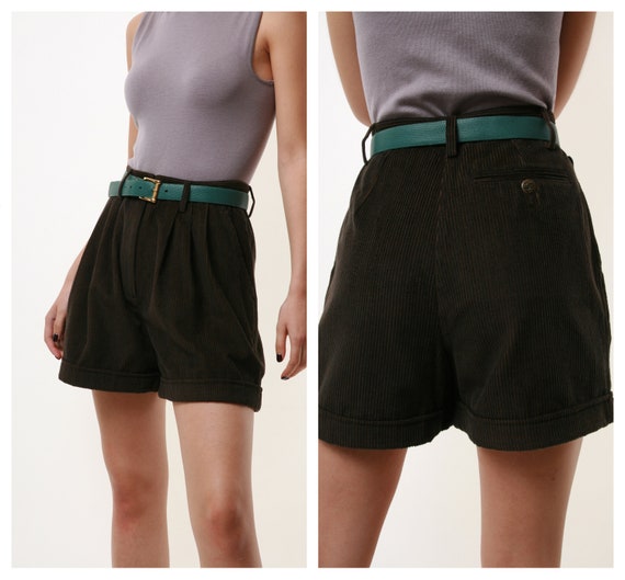 80s Vintage Corduroy High Waisted Brown Shorts 186