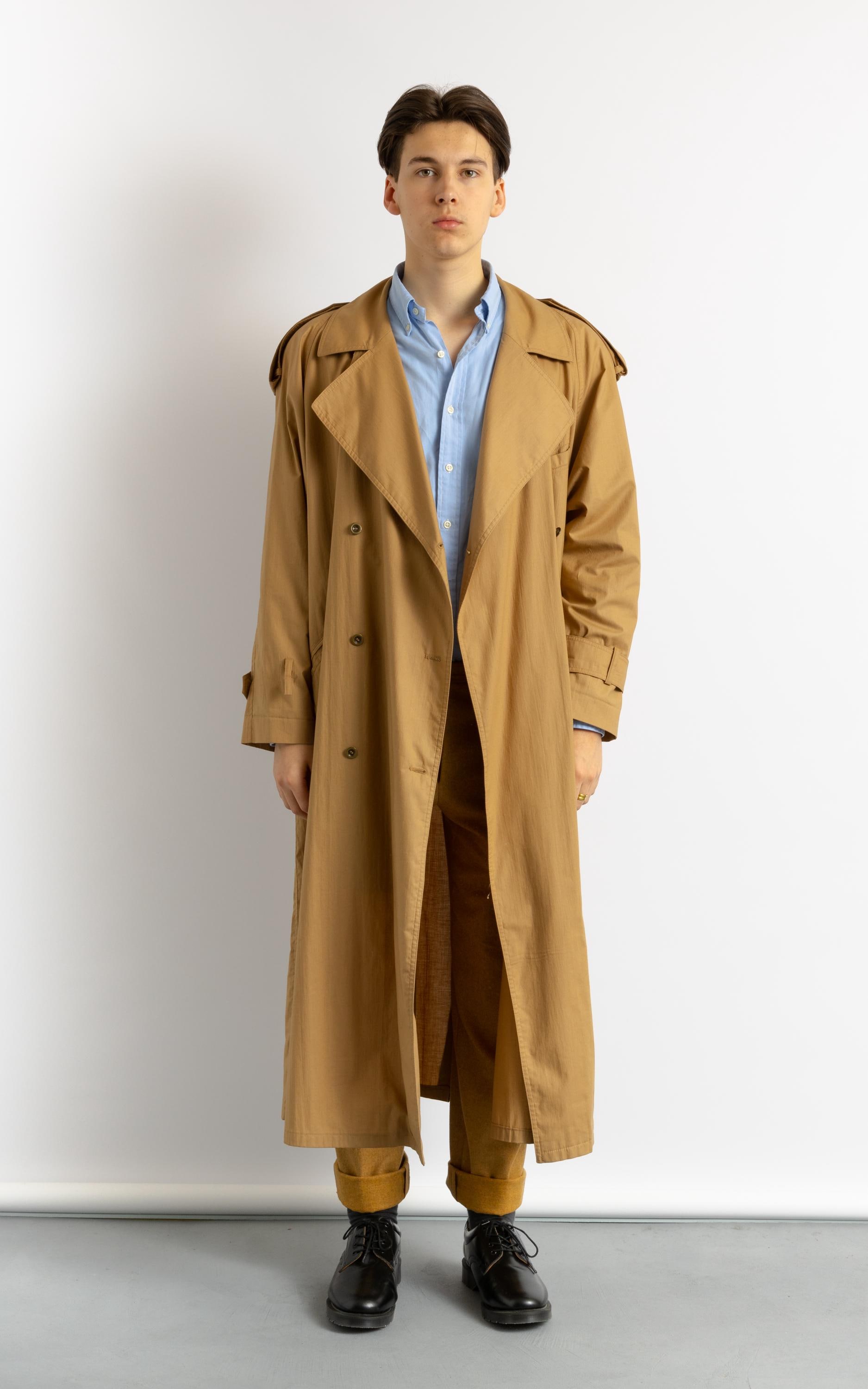 80s Vintage Mens SALKO Austrian Designer Beige Camel Trench Coat