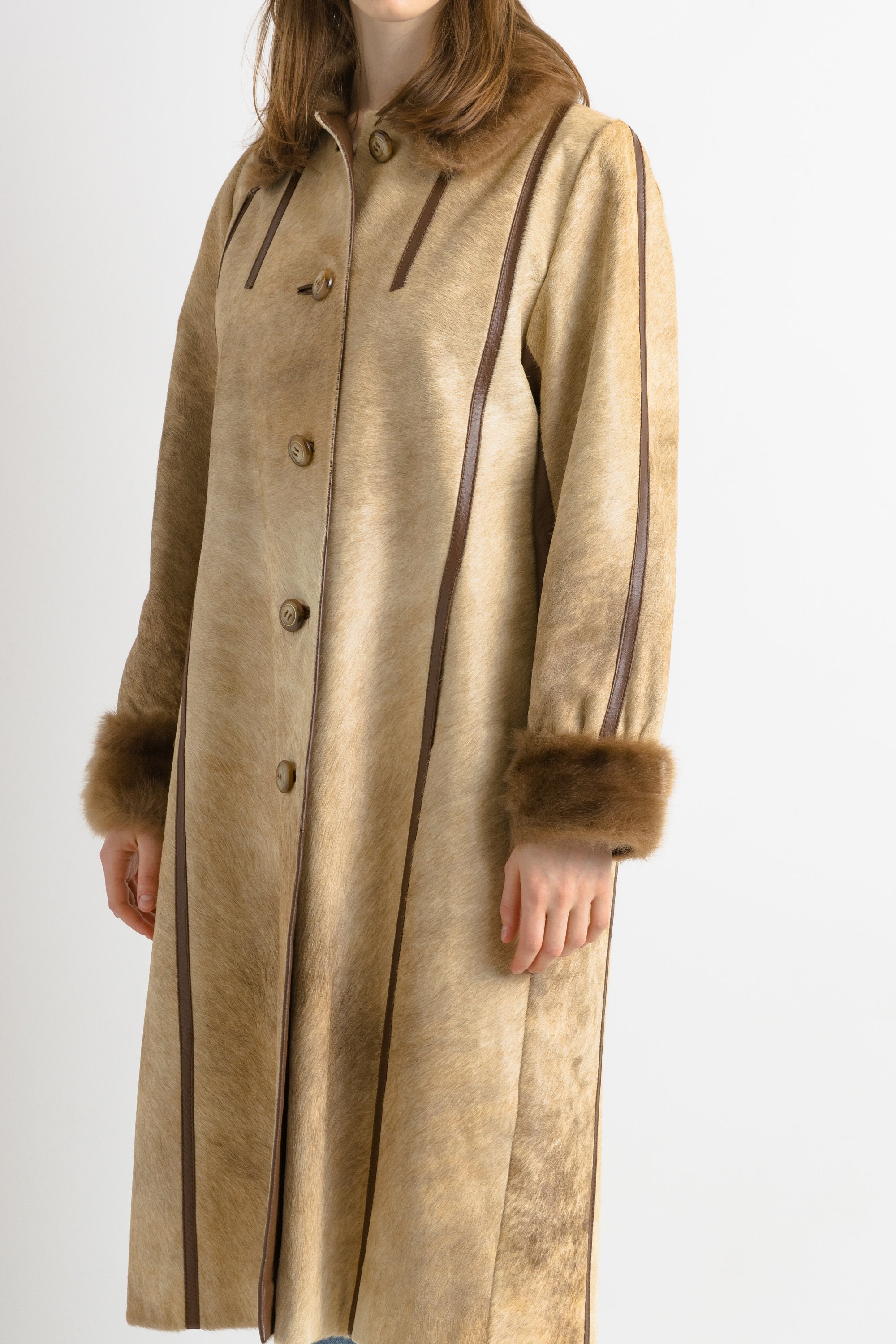 Vintage long coat ヴィンテージロングコート 70s Vintage Rare Woman Retro Wool Long Maxi Coat Leather