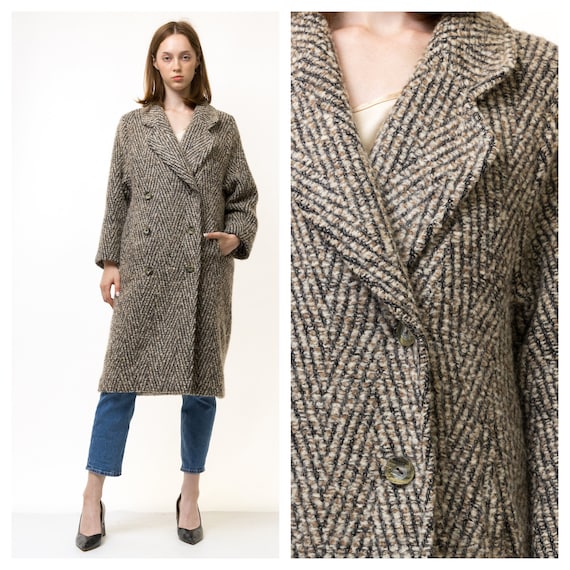 Buy 60s Vintage Rare A Line Wool Woolmark Long Sleeve Beige Midi