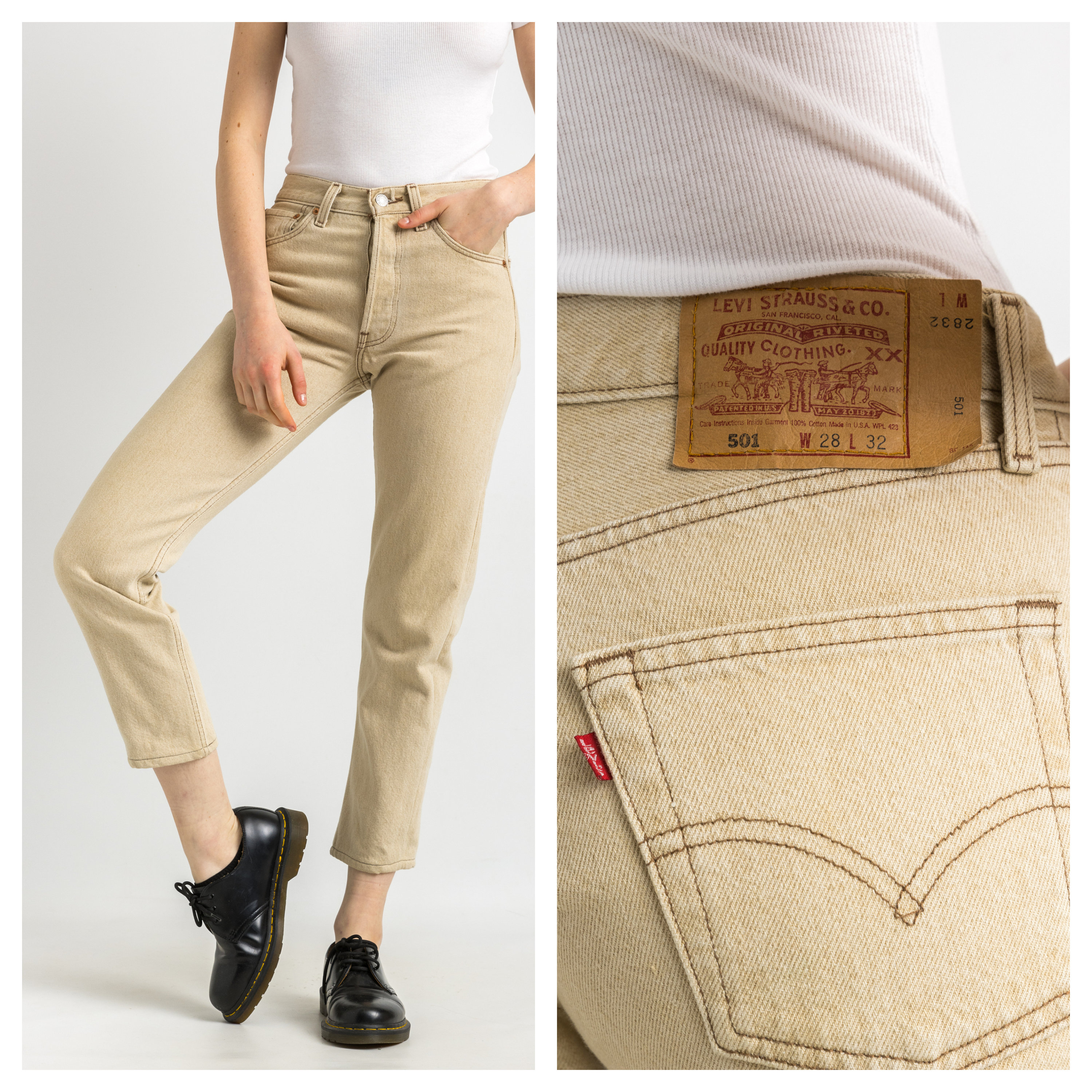 Levis 501 Beige Etsy