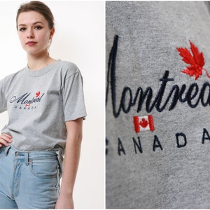 90s Embroidered Montreal Canada Vintage Cotton T-shirt 16727