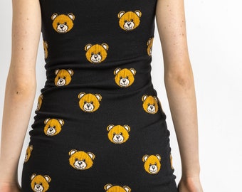 Rare Moschino Black Teddy Bear Knit Dress XS/ Vintage Woman