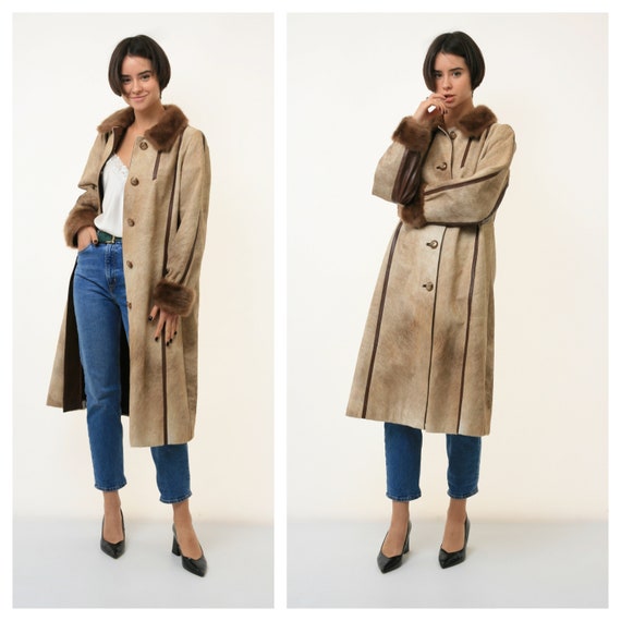70s Vintage Rare Woman Retro Wool Long Maxi Coat … - image 1