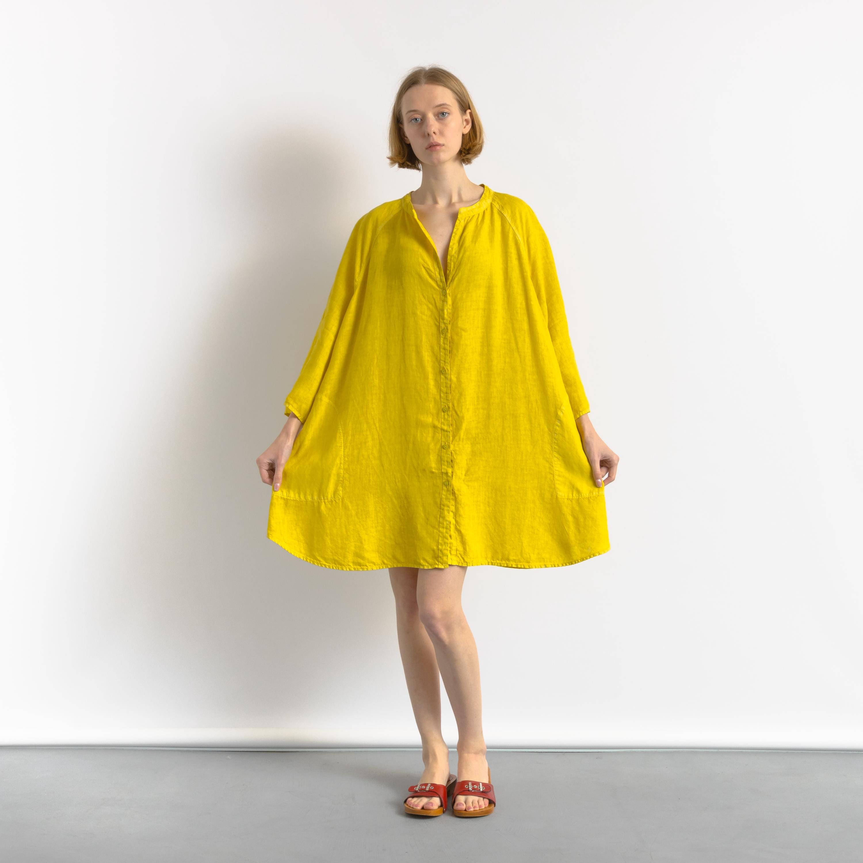 OSKA Linen Summer Womens Yellow 3/4 Sleeve Tunic Dress Size Xl 4 - Etsy OSKA Linen Summer Womens Yellow 3/4 Sleeve Tunic Dress Size Xl 4 - Etsy