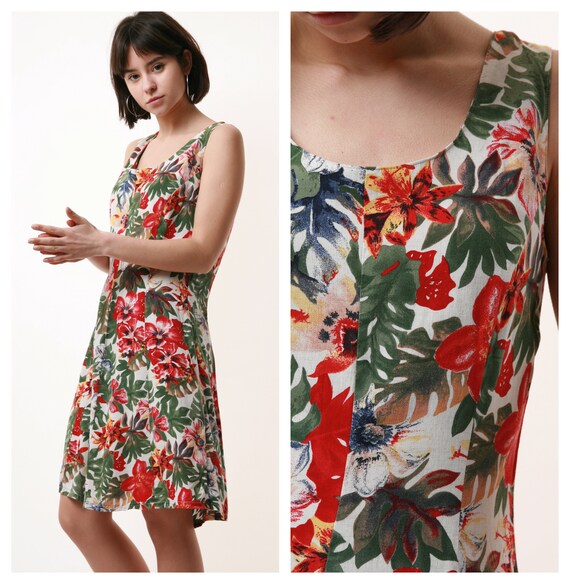 80s Vintage Mini Floral Grunge Dress 1348