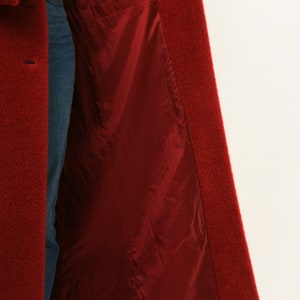 80s Women Red Woolmark Wool Coat women vintage 80s winter coat long trench coat outerwear maxi winter coat vintage clothing size Medium image 8