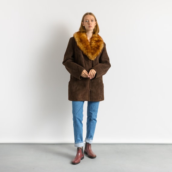 Penny Lane Suede Coat, Size XLarge Vintage Suede Coat, Womens Clothing, Winter Sherpa Coat, Brown Overcoat, 1970s Outerwear