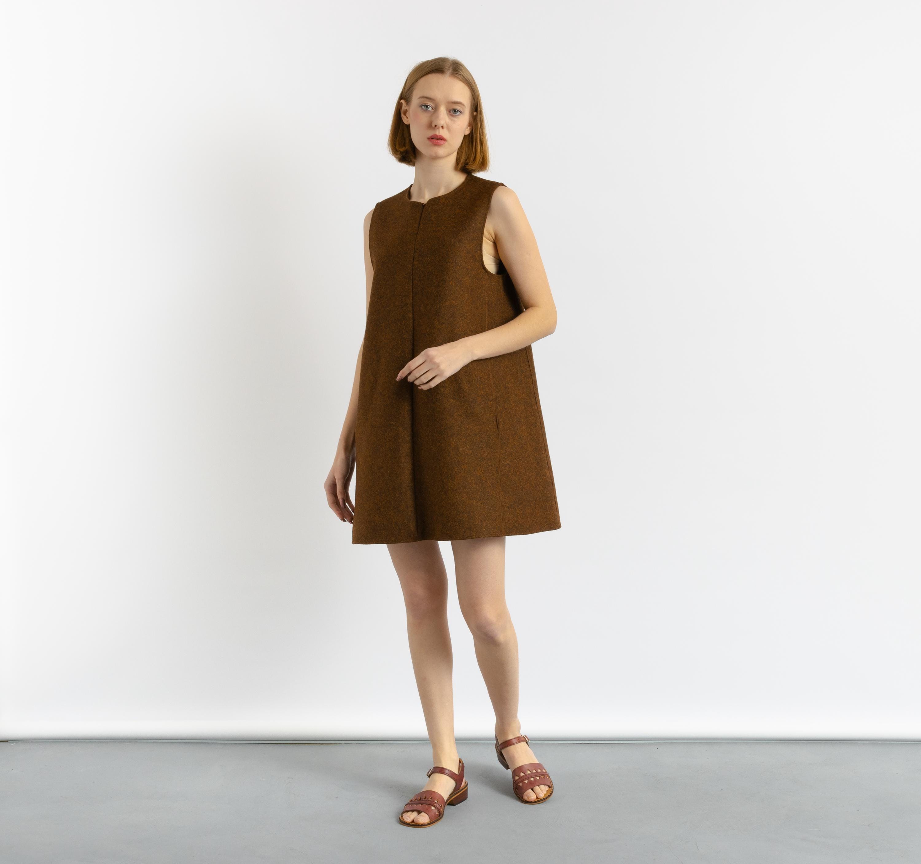 cos dress brown Cos Tailored Wool Midi Dress