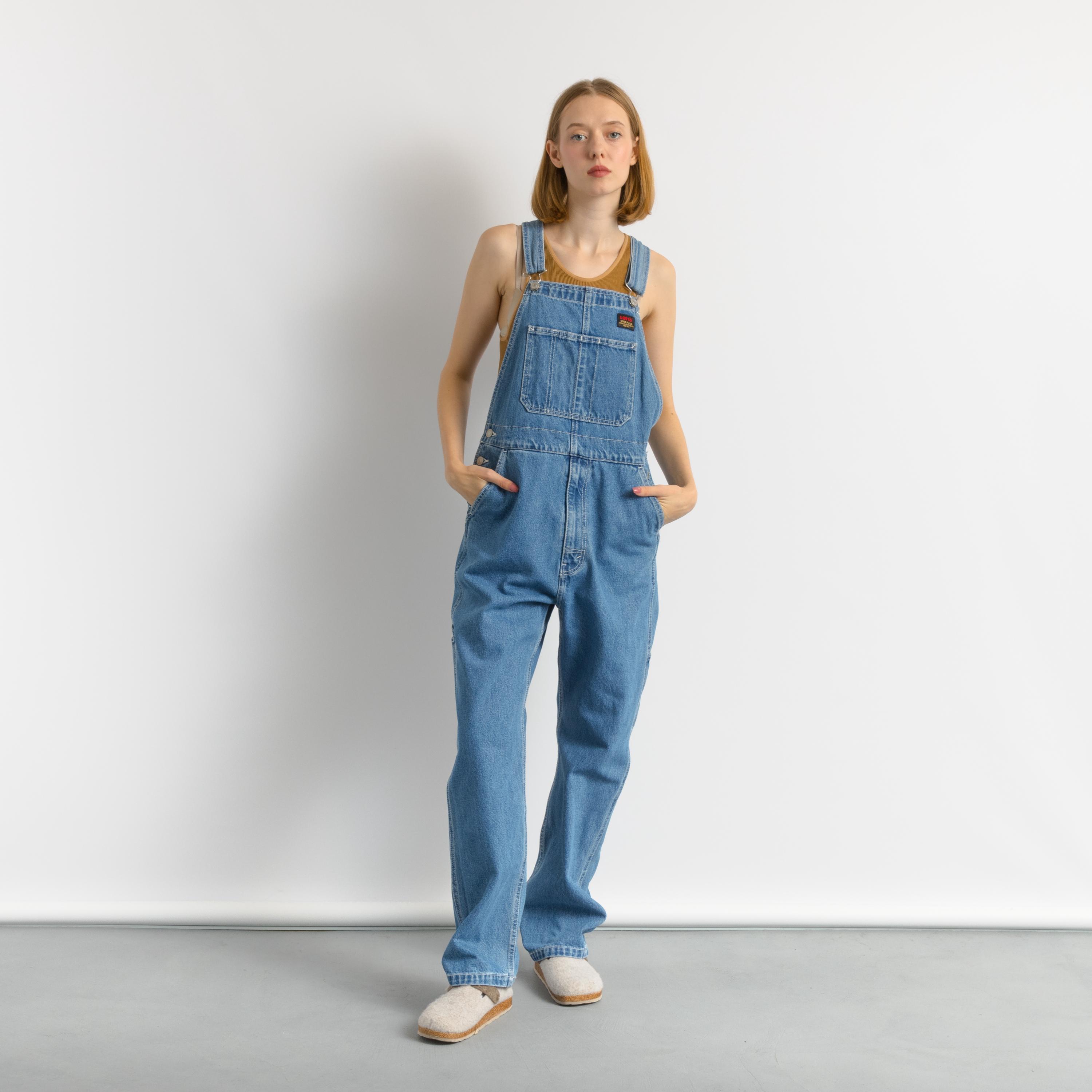 00s Woman Preowned Levis Blue Denim Dungaree size Small Blue Overalls Womenswear