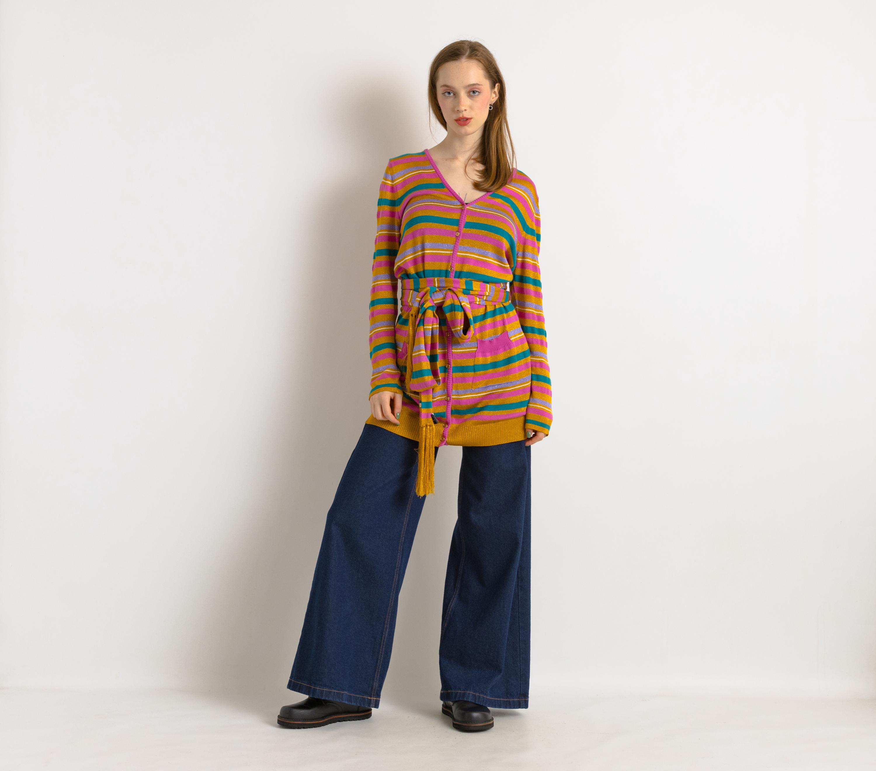 00s Vintage Preloved Y2K Dolce& Gabbana Metallic Striped Long