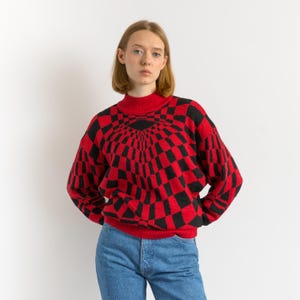 80s Vintage Gianni Versace wool and silk sweater/ Versace Woman Relaxed Jumper/ Abstract Multicolor Knitted Sweater size Medium