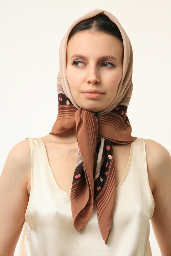 80s Vintage Vtg Rare Brown Pure Silk Seta Seide Soie … - Gem