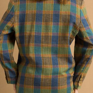 70s Vintage Austrian Dirndl Blazer in Green with Long Sleeves Trachten Tyrol size 40 Medium Bavarian Woman Checked Jacket image 4