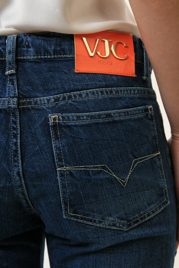 90s Vintage Vtg Versace Couture Mid Waisted Denim… - image 9