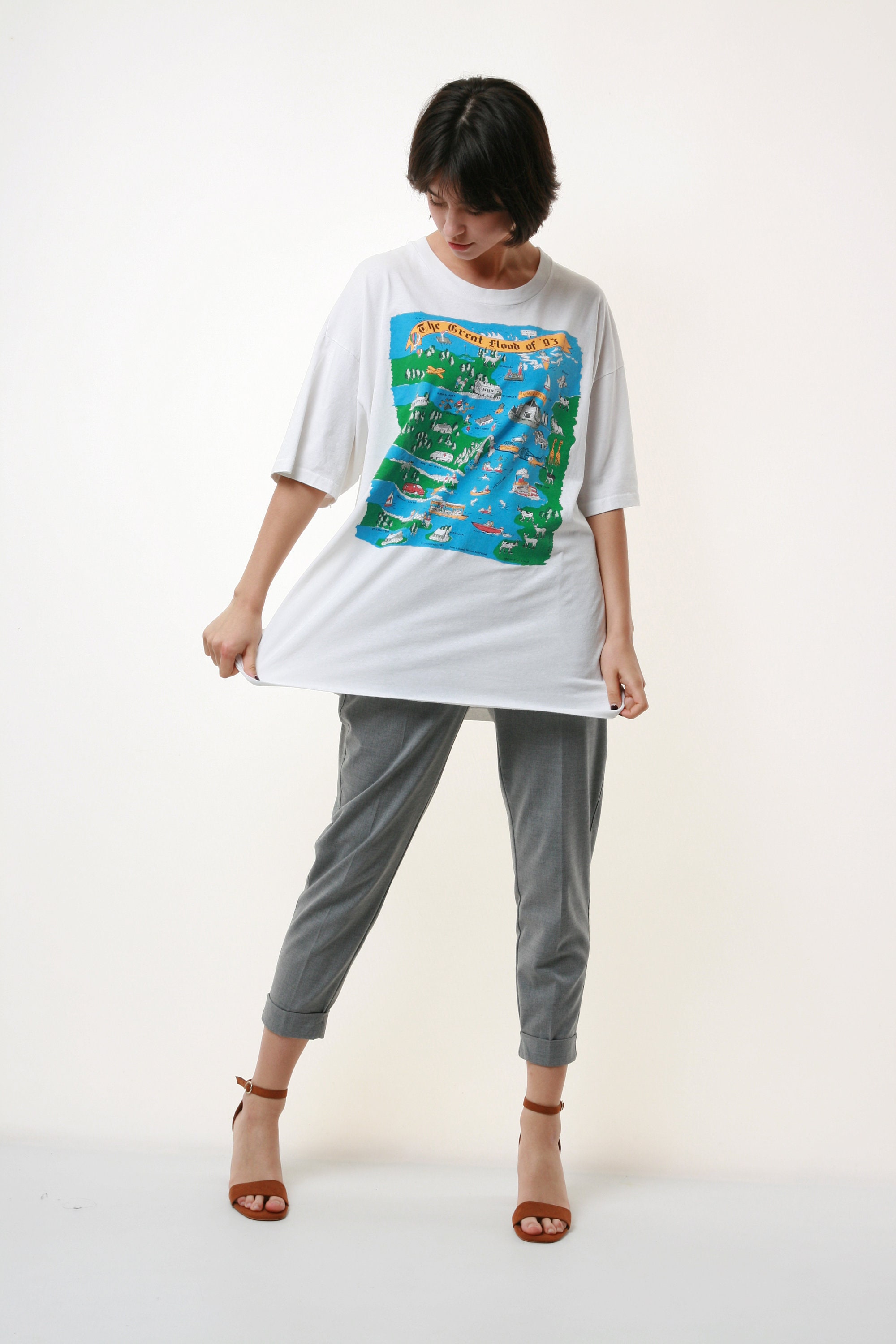 Tシャツ・カットソー 1993studio Vintage Lettering T-Shirt_Light Grey MUSINSA | 1993STUDIO Vintage Lettering T-Shirt_Light Grey