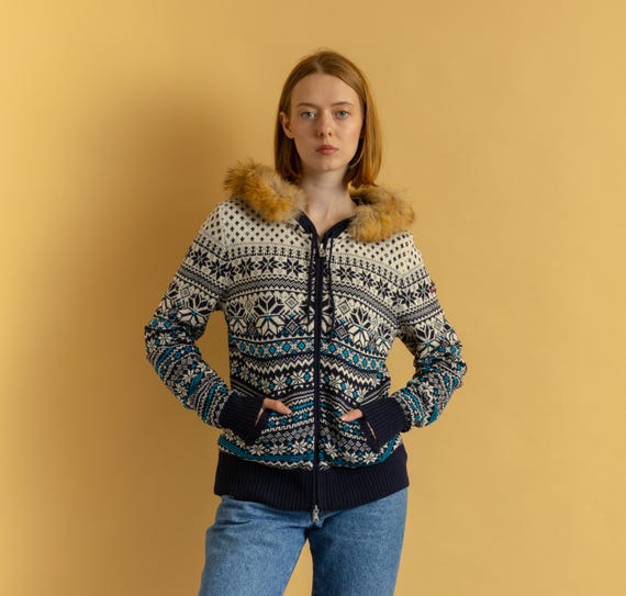 Bogner, 90s Vintage Woman Bogner Fire and Ice Zip Fastens Hoodie Winter Cardigan size Large
