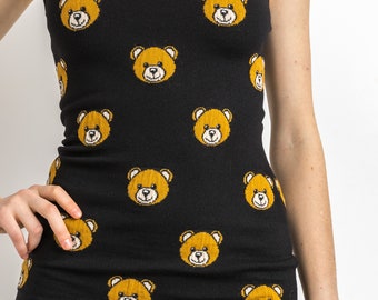 Rare Moschino Black Teddy Bear Knit Dress XS/ Vintage Woman