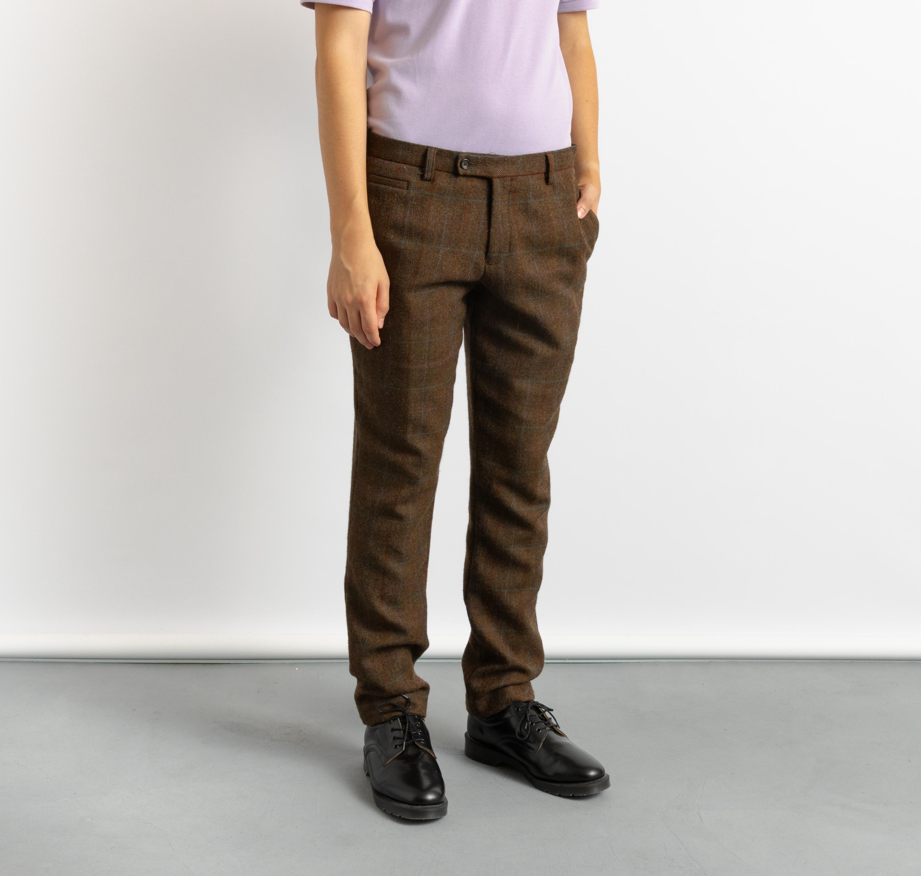 90年代ヴィンテージメンズ中古チェック柄ウールブラウンクラシック