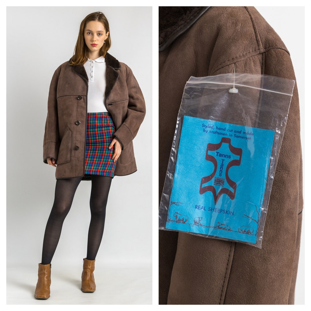 Cappotto di pelle di pecora Deadstock anni '70, Taglia S, Cappotto