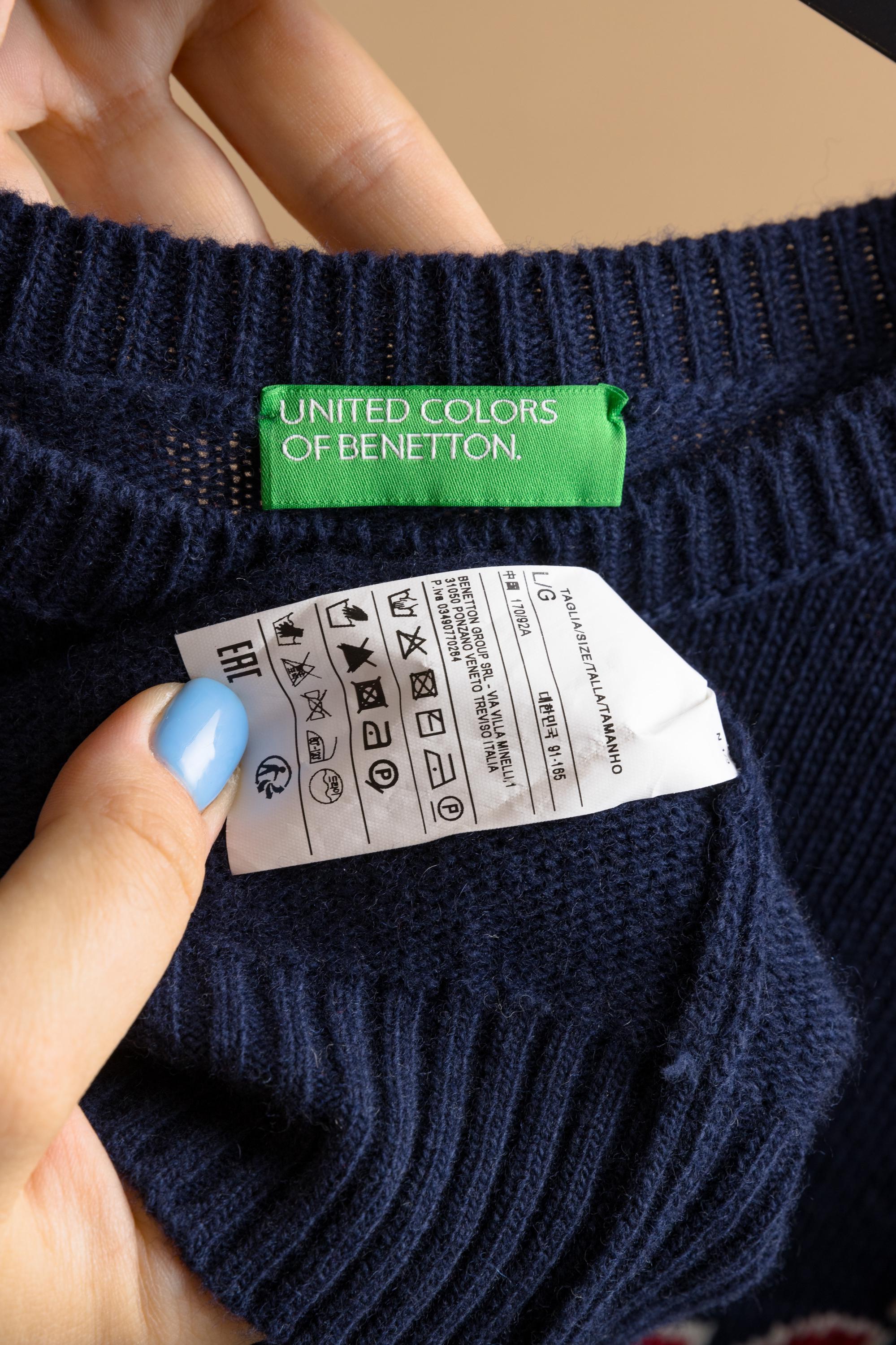 Vintage United Colors of Benetton St Moritz Wool Sweater Embroidered Size Large Etsy Canada