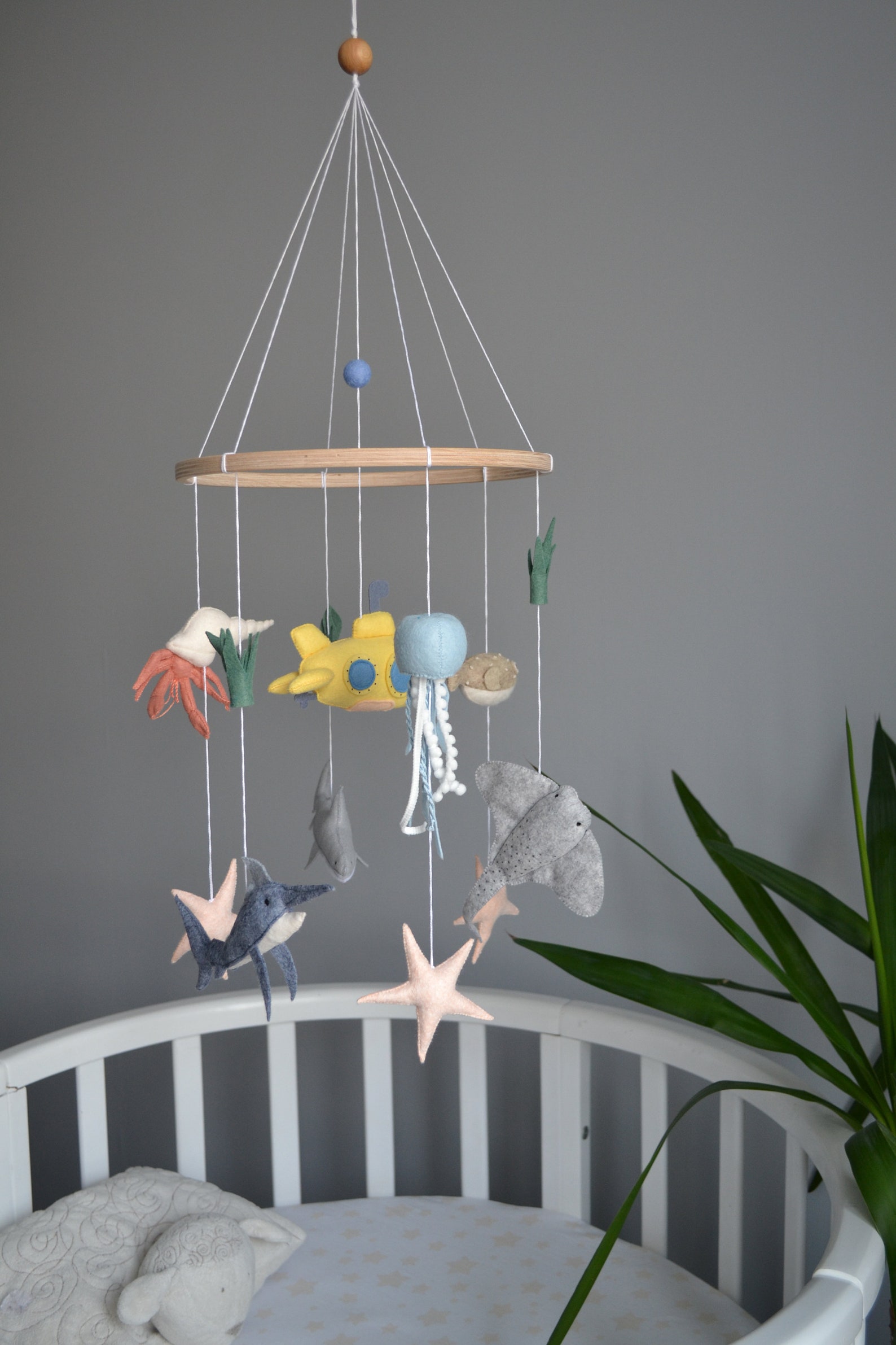 Ocean felt baby mobile. Fish crib mobile. Felt mobile for Etsy