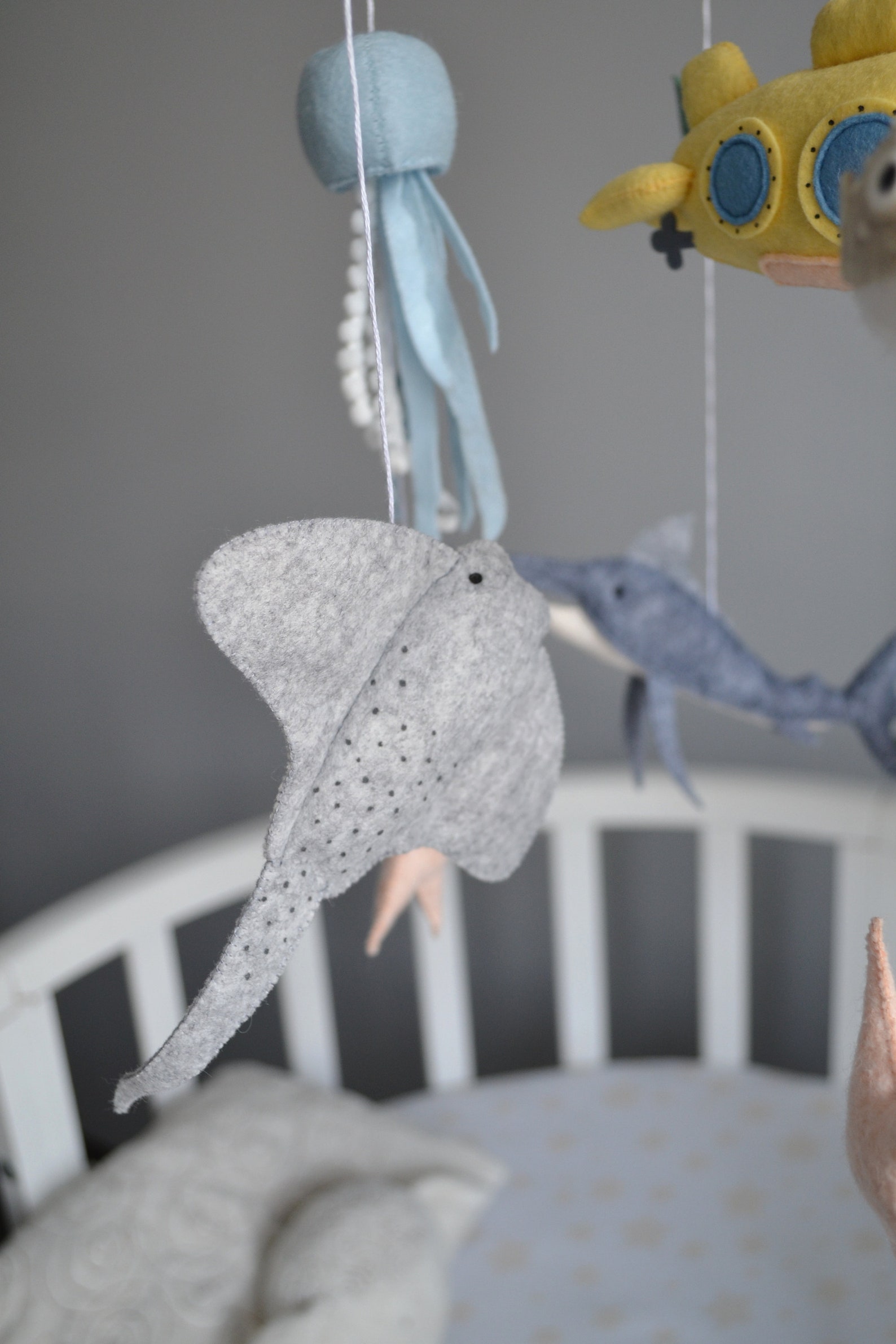 Ocean felt baby mobile. Fish crib mobile. Felt mobile for Etsy