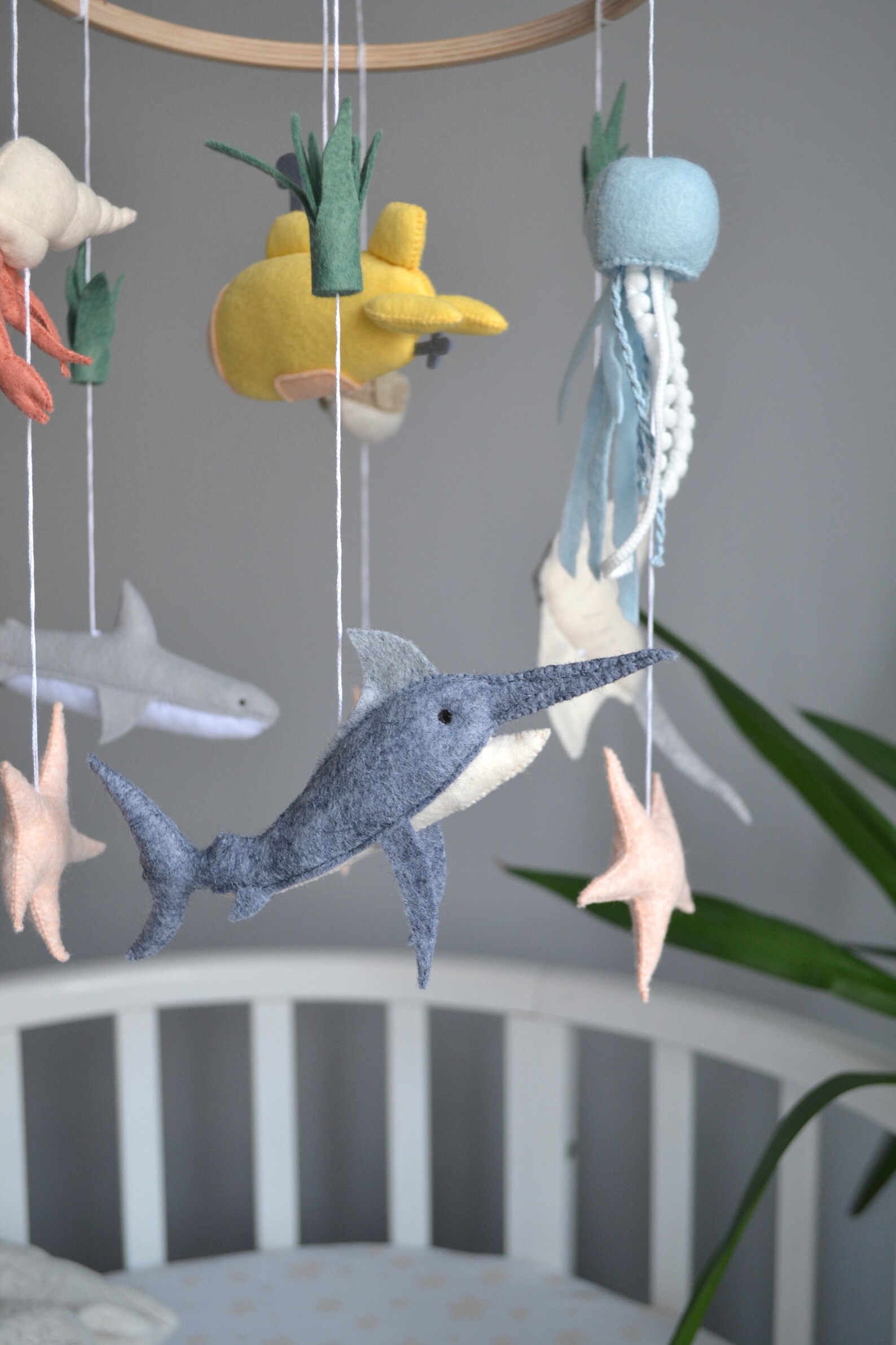 Ocean felt baby mobile. Fish crib mobile. Felt mobile for Etsy