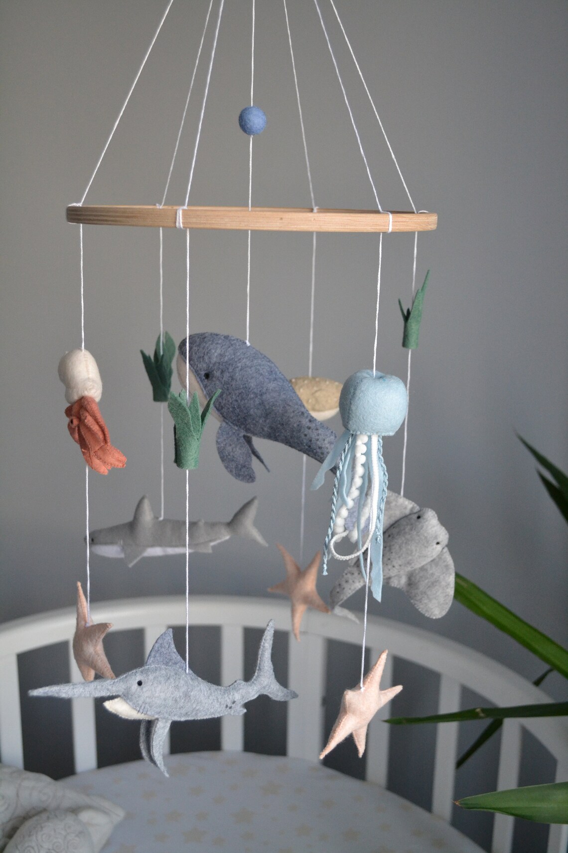Ocean felt baby mobile Fish crib mobile Whale mobile Etsy
