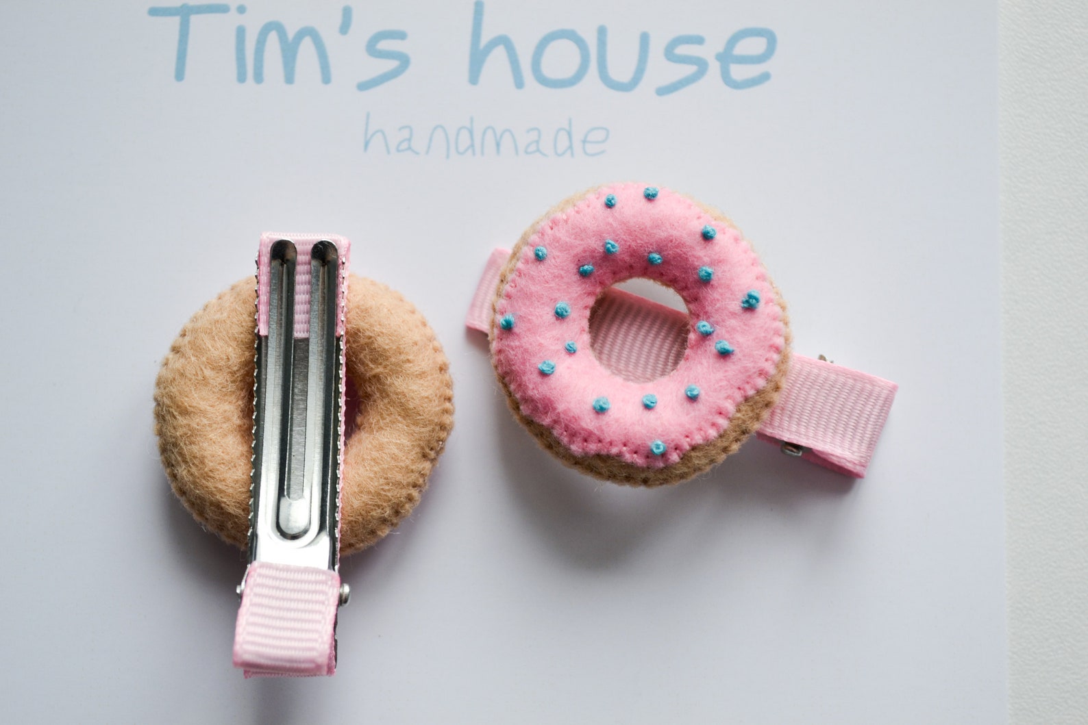 Felt donut hair clip Donut hair clips Pink donut hair clip Etsy