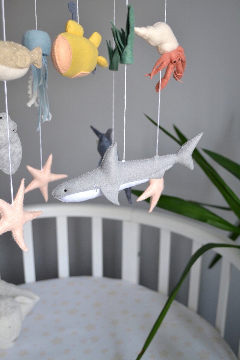 Ocean felt baby mobile. Fish crib mobile. Felt mobile for Etsy