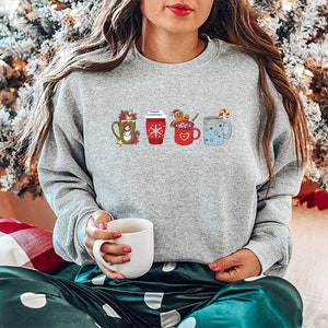 Christmas coffee Sweatshirt,  Cozy Holiday Sweatshirt, Women Christmas Sweatshirt,  cozy Sweatshirt for Christmas, holiday apparel,