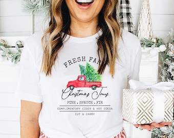 Farm Fresh Christmas Trees Shirt, Funny Christmas Shirt, Christmas Shirts for Women, Farm Fresh T-shirt Holiday Shirt, Farm Fresh T-shirt