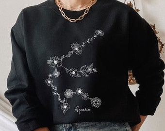 Floral Astrology sweater, Horoscope Gift, Birthday Gifts, floral Zodiac Signs Sweater, Horoscope Constellations sweatshirt, Gifts for her