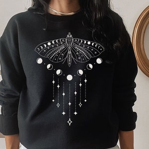 Luna Moth sweatshirt, Witchy Moon Phases, Astral, Celestial Nature, Luna Moth Trendy Art, Spirituality, Spirit Animal Totem sweater