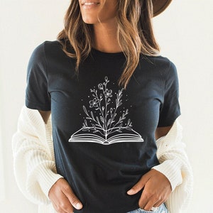 Floral Book t shirt, Book Lover tee, Gift for book lover, bookish t shirt, Wildflowers Book, Nerd, Bookworm tee